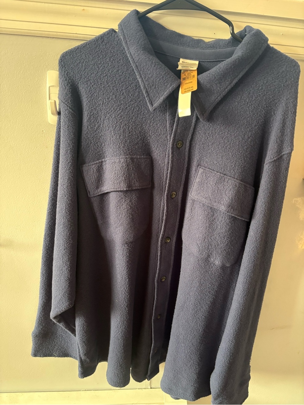 Women’s PINK Brand Navy Button-Up Fleece Overshirt